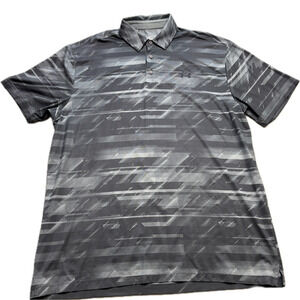 Mens XL Under Armor Heat Gear Golf Polo Gray Glitch